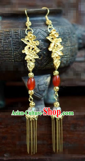 Chinese National Wedding Jewelry Accessories Handmade Traditional Agate Earrings for Women