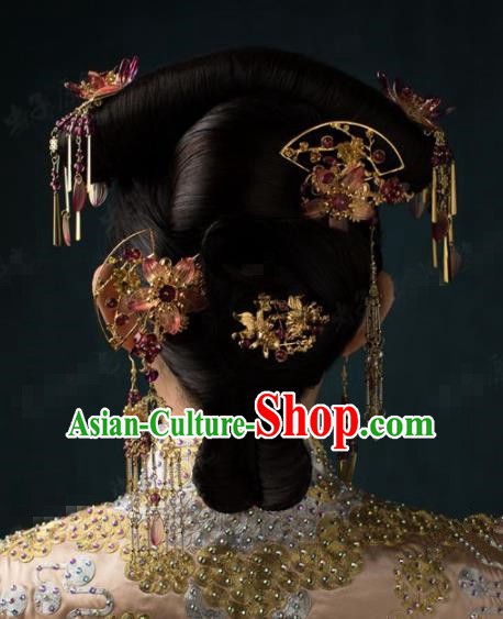 Chinese Traditional Handmade Phoenix Coronet Ancient Hairpins Hair Accessories Complete Set for Women