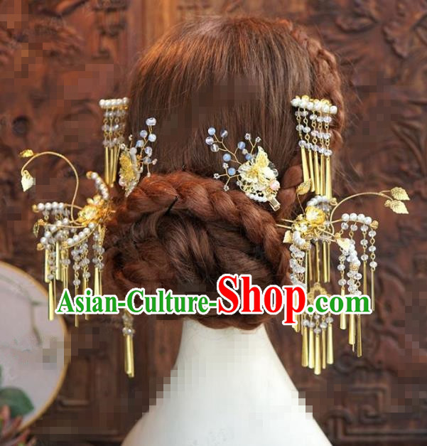 Chinese Traditional Hair Accessories Complete Set Ancient Palace Tassel Hairpins Headwear for Women