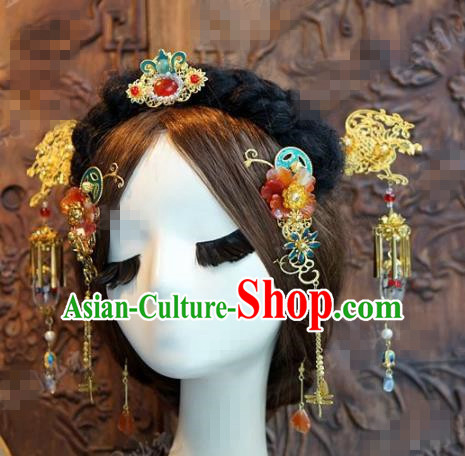 Chinese Traditional Palace Hair Accessories Complete Set Ancient Tassel Hairpins Headwear for Women