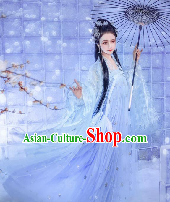 Chinese Traditional Tang Dynasty Princess Hanfu Dress Ancient Peri Costume for Women