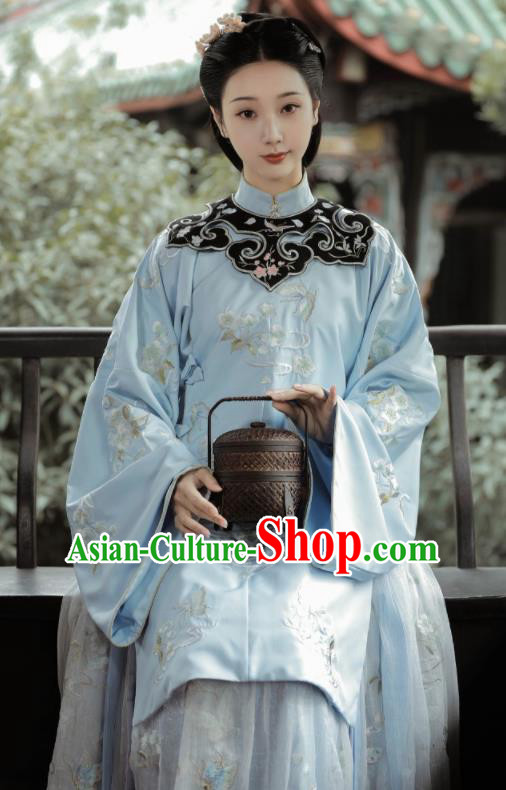 Chinese Traditional Ming Dynasty Young Mistress Hanfu Dress Ancient Palace Princess Embroidered Historical Costume for Women