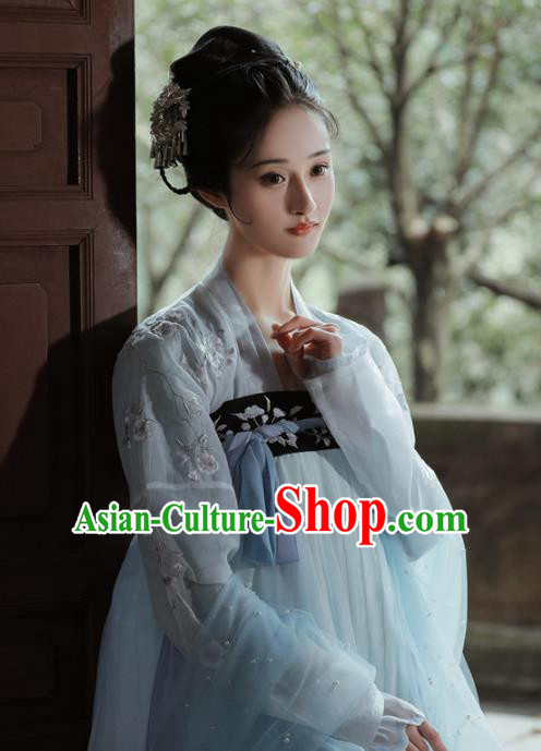 Chinese Traditional Tang Dynasty Court Princess Hanfu Dress Ancient Peri Embroidered Historical Costume for Women