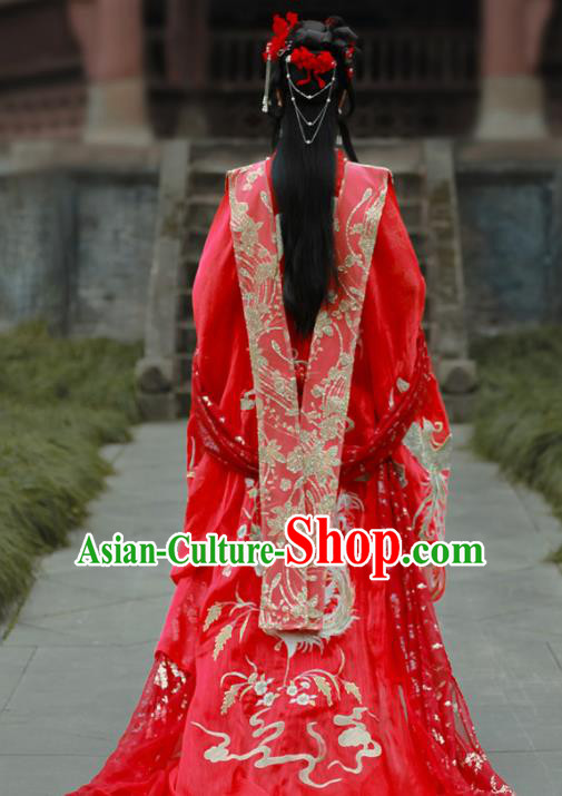 Chinese Traditional Song Dynasty Wedding Red Hanfu Dress Ancient Palace Princess Embroidered Costume for Women