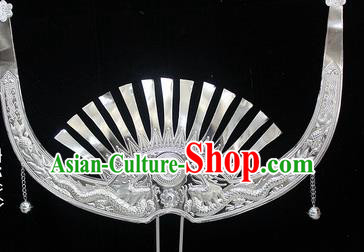 Traditional Chinese Miao Nationality Wedding Hair Accessories Hmong Ethnic Female Sliver Dragon Hairpins for Women