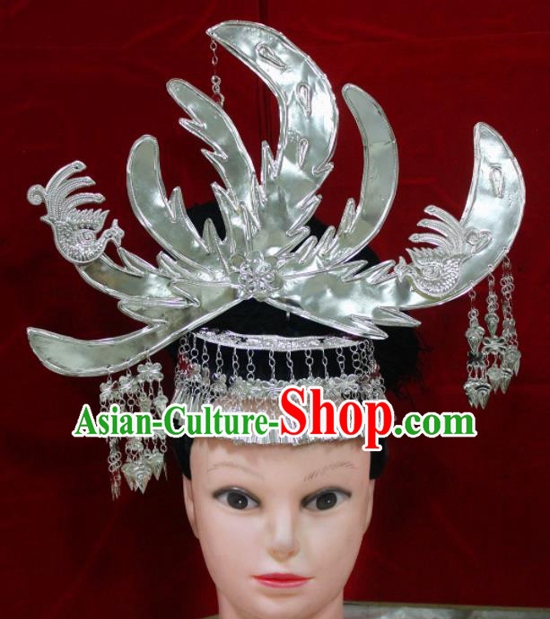 Traditional Chinese Hair Accessories Miao Nationality Peacock Phoenix Coronet Ethnic Female Hairpins for Women