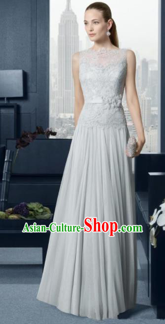 Professional Compere White Lace Full Dress Modern Dance Princess Wedding Dress for Women