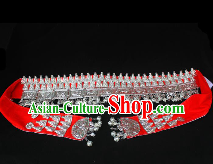 Chinese Traditional Ethnic Miao Nationality Red Hair Clasp Wedding Bride Hairpins for Women