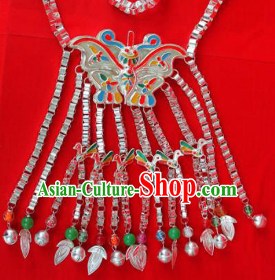 Chinese Traditional Miao Nationality Butterfly Necklet Hmong Bride Necklace for Women