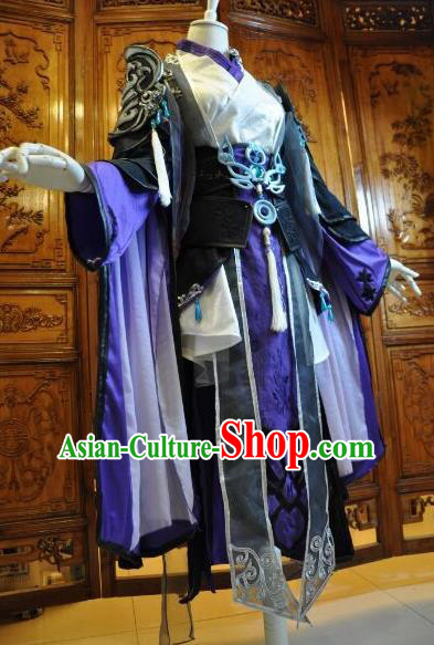 Chinese Traditional Cosplay Heroine Female Knight Costume Ancient Swordswoman Black Dress for Women