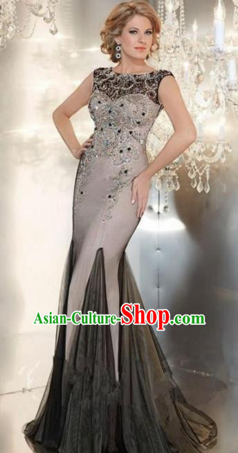 Top Grade Modern Fancywork Grey Formal Dress Compere Catwalks Costume for Women