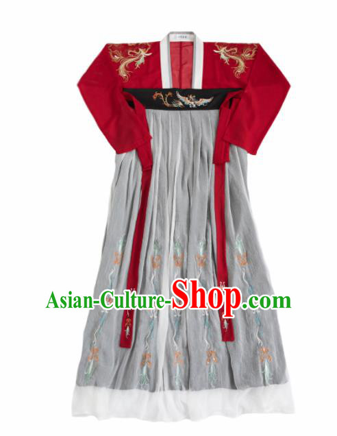 Traditional Chinese Tang Dynasty Imperial Consort Embroidered Historical Costume Ancient Peri Hanfu Dress for Women