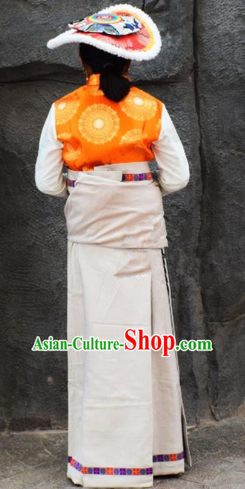 Chinese Traditional National Ethnic Tibetan Robe Zang Nationality Costume for Women