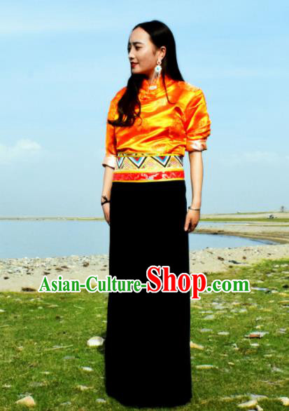 Chinese Traditional Tibetan National Ethnic Clothing Zang Nationality Costume for Women