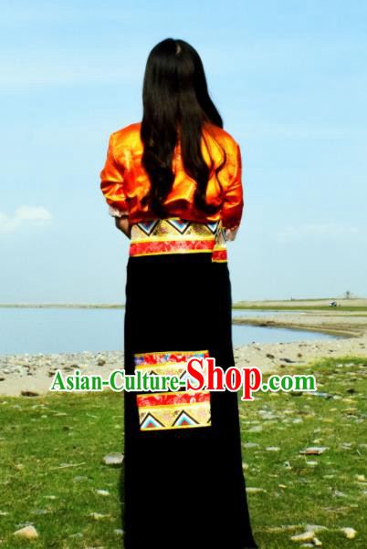 Chinese Traditional Tibetan National Ethnic Clothing Zang Nationality Costume for Women