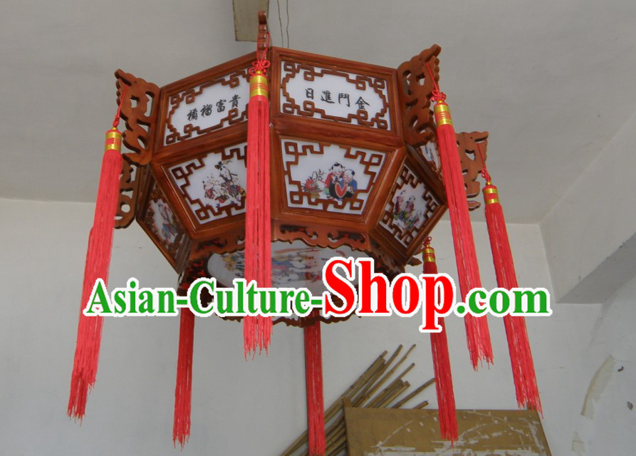 Chinese Hand Carved Traditional Painting Palace Ceiling Lantern