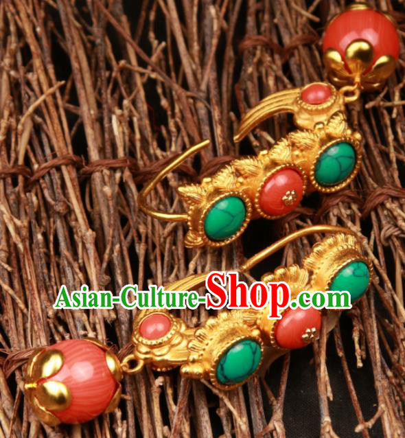 Chinese Traditional Tibetan Ethnic Jewelry Accessories Zang Nationality Earrings for Women