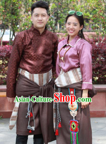 Chinese Traditional Tibetan Clothing Zang Nationality Heishui Dance Ethnic Costumes for Women for Men