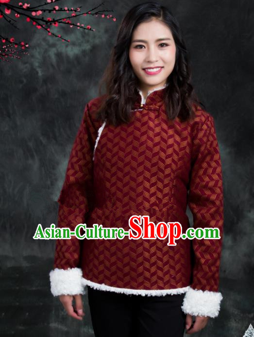 Chinese Traditional Ethnic Female Amaranth Tibetan Jacket Zang Nationality Heishui Dance Costume for Women