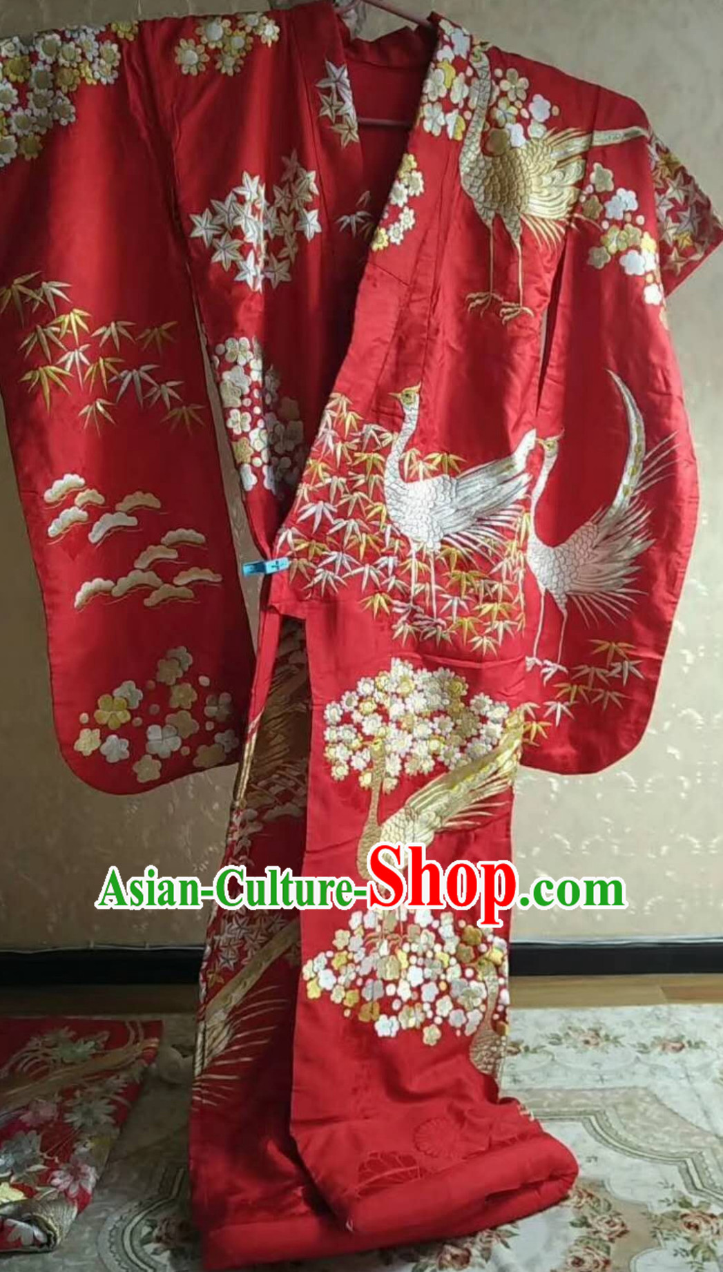 Japan Traditional Princess Costume Red Yukata Dress Japanese Wedding Furisode Kimono for Women