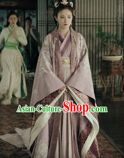 Traditional Chinese Ancient Drama Imperial Consort Replica Costume Tang Dynasty Palace Embroidered Hanfu Dress and Headpiece for Women