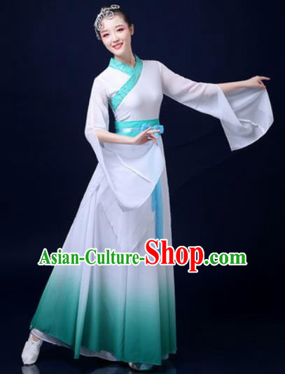 Traditional Chinese Classical Dance White Dress Umbrella Dance Stage Performance Fan Dance Costume for Women