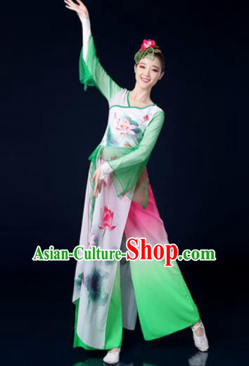 Chinese Traditional Classical Dance Lotus Dance Dress Umbrella Dance Stage Performance Costume for Women