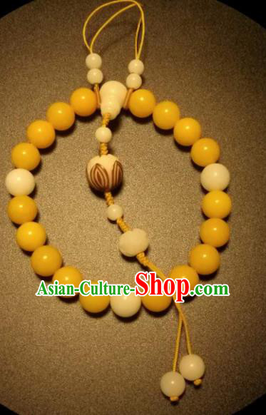 Chinese Traditional Canary Stone Beads Bracelet Handmade Hanfu Bangles for Women
