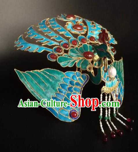 Chinese Traditional Hair Accessories Ancient Handmade Hanfu Agate Phoenix Hairpins for Women