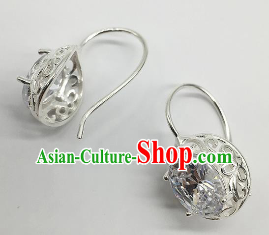 Chinese Traditional Mongolian Ethnic Accessories Mongol Nationality Crystal Earrings for Women