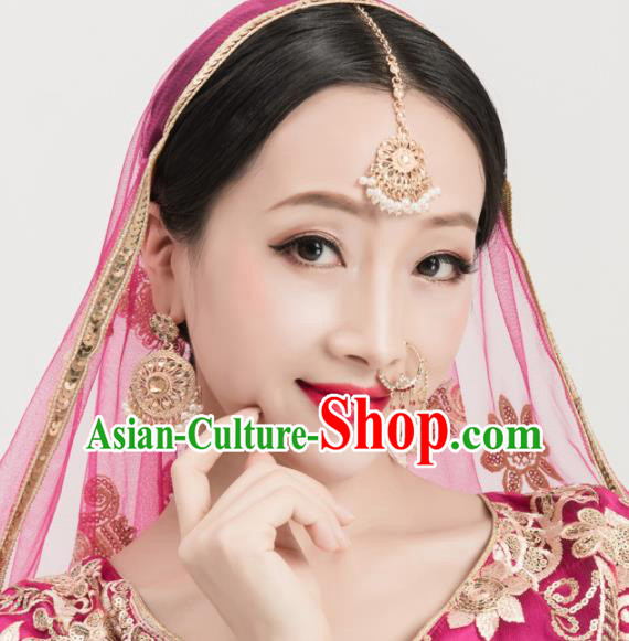 Asian India Traditional Jewelry Accessories Eyebrows Pendant Hair Clasp Nose Studs and Earrings for Women