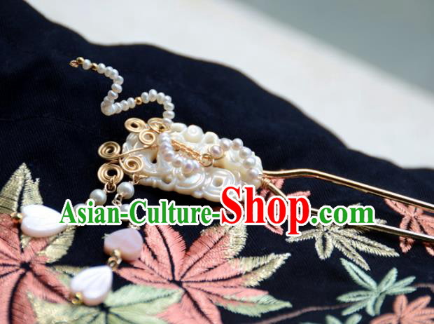 Traditional Chinese Hanfu Hair Accessories Ancient Princess Pearls Shell Hairpins for Women