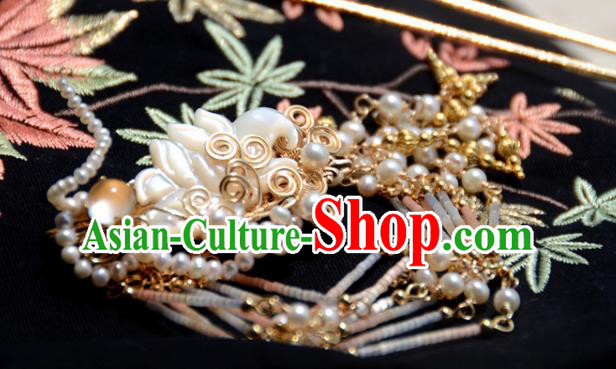 Traditional Chinese Hanfu Hair Accessories Ancient Princess Pearls Shell Lotus Hairpins for Women