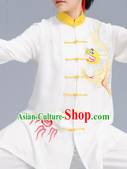 Asian Chinese Martial Arts Wushu Embroidered Dragon Costume Traditional Tai Ji Kung Fu Training Uniform for Women