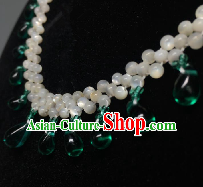 Traditional Chinese Hanfu Accessories Ancient Princess Green Crystal Necklace for Women