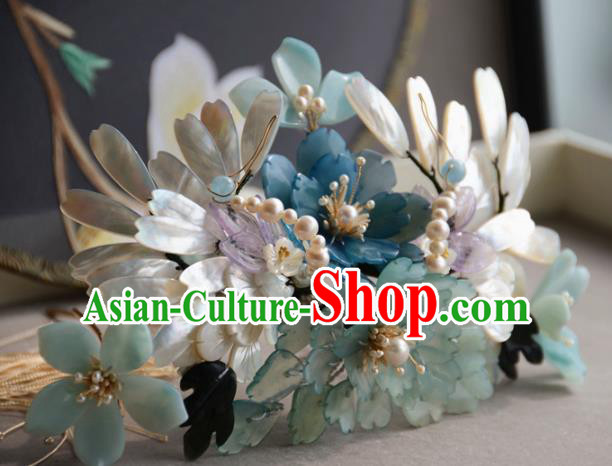 Traditional Chinese Hanfu Flowers Shell Leaf Hair Clip Hair Accessories Ancient Princess Hairpins for Women