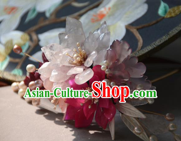 Traditional Chinese Hanfu Pink Peony Hair Clip Hair Accessories Ancient Princess Hairpins for Women