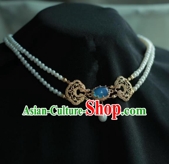 Traditional Chinese Hanfu Accessories Ancient Princess Pearls Agate Necklace for Women