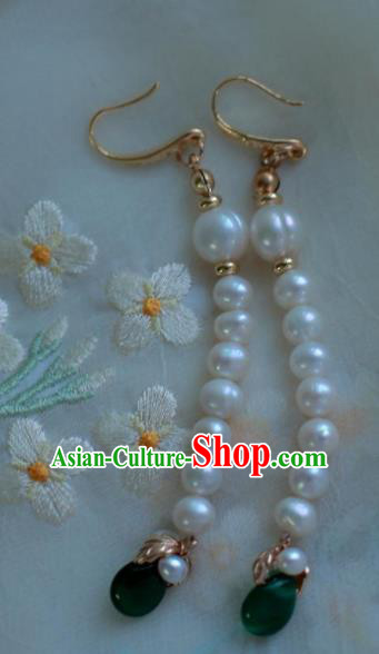 Traditional Chinese Hanfu Accessories Ancient Princess Pearls Tassel Earrings for Women