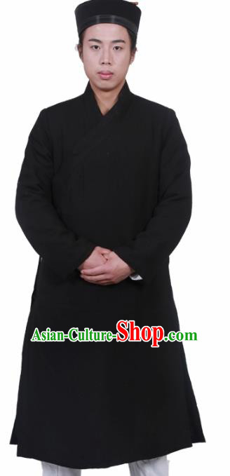 Asian Chinese Traditional Martial Arts Kung Fu Costume Tai Ji Taoist Priest Black Robe for Men