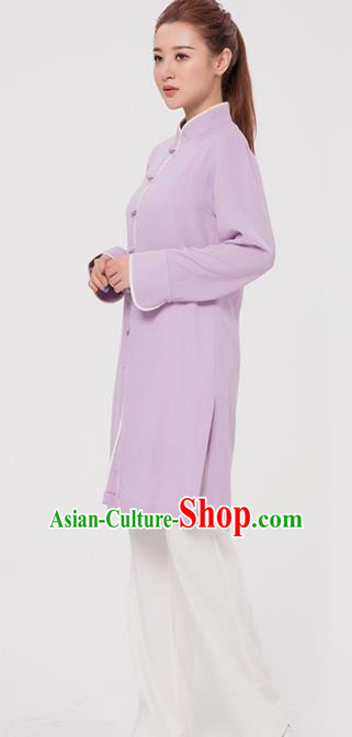 Asian Chinese Martial Arts Traditional Kung Fu Costume Tai Ji Training Purple Coat for Women