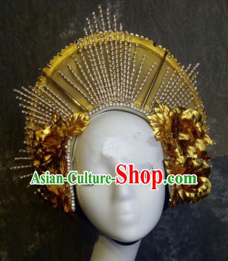 Top Grade Halloween Show Hair Accessories Brazilian Carnival Golden Hat Headwear for Women