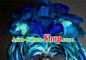 Top Grade Halloween Show Royalblue Ostrich Feather Hair Accessories Brazilian Carnival Headwear for Women