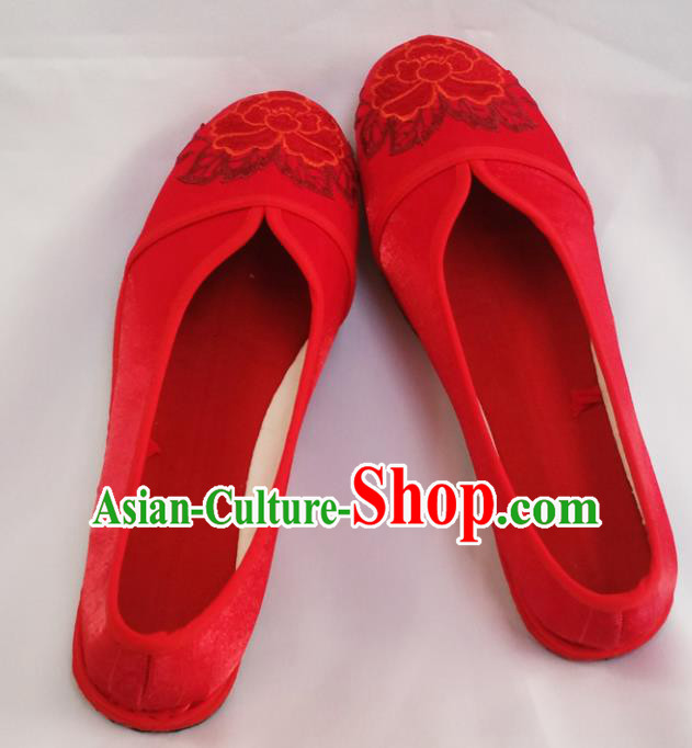 Chinese Ancient Princess Wedding Shoes Traditional Red Cloth Shoes Hanfu Shoes Embroidered Shoes for Women