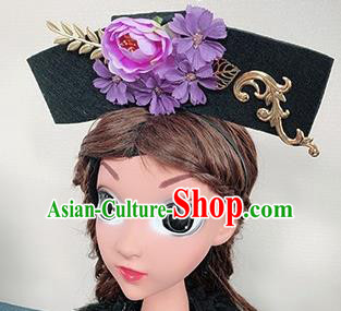 Traditional Chinese Handmade Qing Dynasty Hair Accessories Ancient Palace Princess Purple Peony Hair Clasp for Women