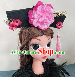 Traditional Chinese Qing Dynasty Princess Pink Peony Hair Accessories Handmade Ancient Hair Clasp for Women