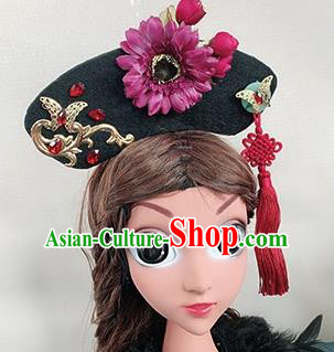 Traditional Chinese Qing Dynasty Princess Hair Accessories Handmade Ancient Purple Flower Hair Clasp for Women