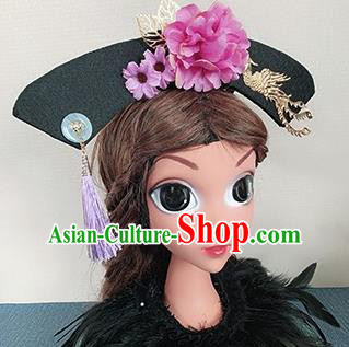 Traditional Chinese Qing Dynasty Princess Hair Accessories Handmade Ancient Purple Peony Hair Clasp for Women
