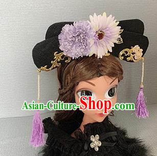 Traditional Chinese Ancient Palace Purple Chrysanthemum Hair Clasp Qing Dynasty Princess Hair Accessories for Women