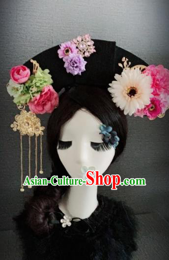 Traditional Chinese Ancient Qing Dynasty Palace Hair Accessories Queen Headwear for Women